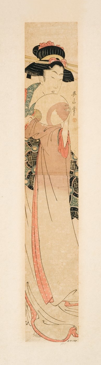 Beauty holding a fan, c.1805-10 by Kikukawa Eizan